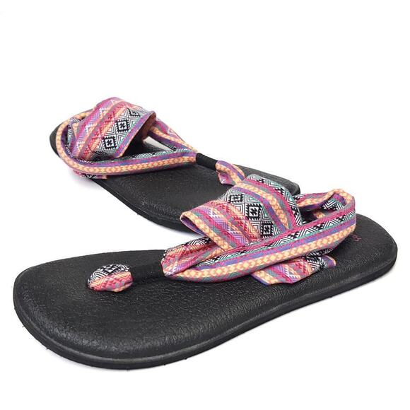 Sanuk Womens Size 10 Yoga Mat Slingback Flip Flop Sandals Bright Aztec Print​ - Picture 1 of 11